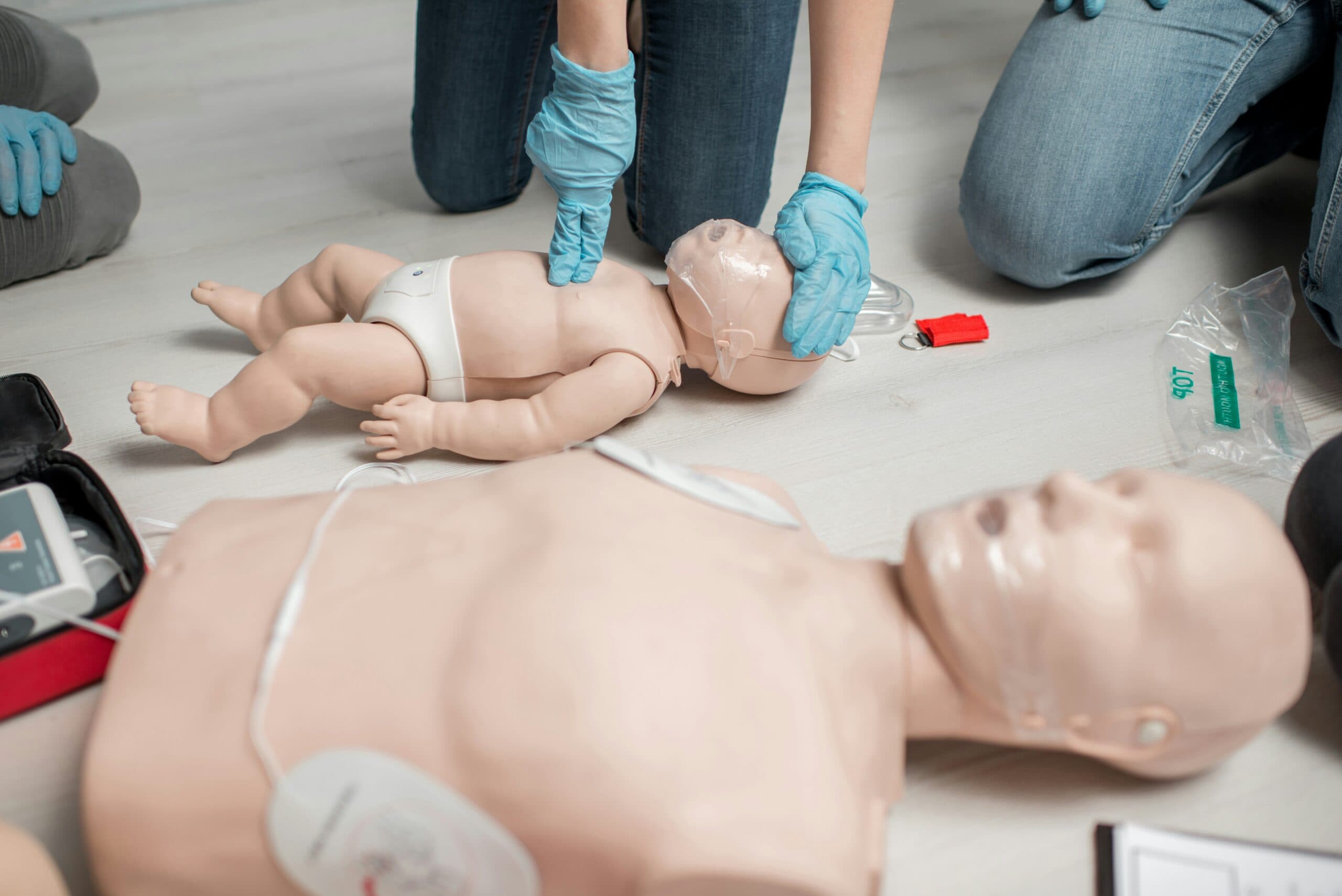 CPR Training Session with Manikins