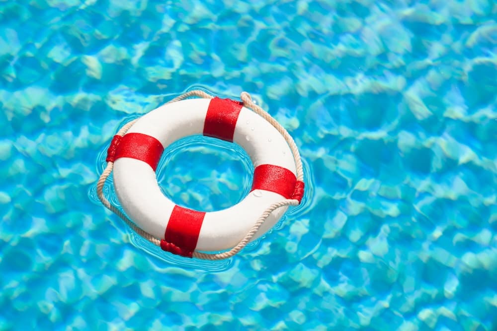 Life buoy in water - CPR and safety training background